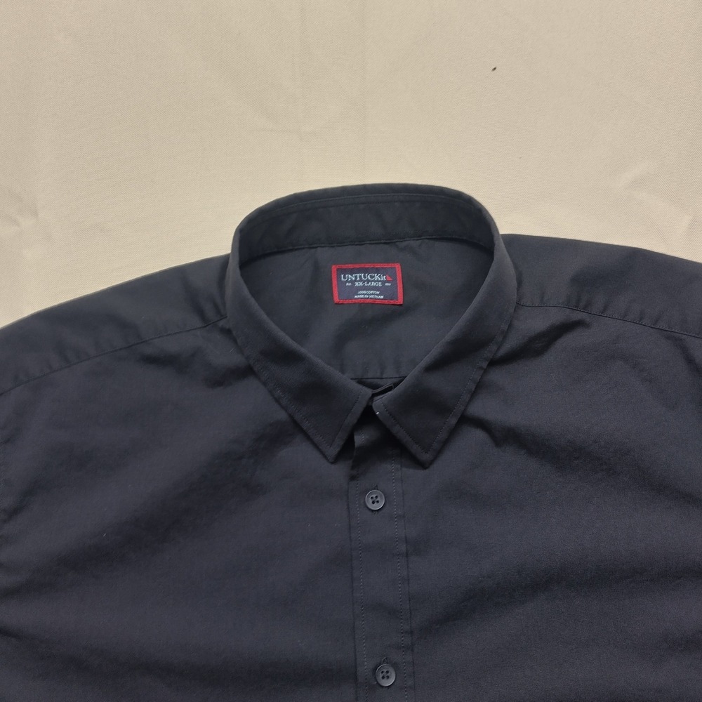UNTUCKit Coufran Mens XX-Large Black Short Sleeve Button Down Shirt 31264 Cotton